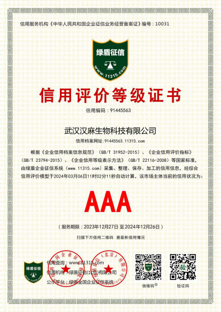 AAA信用评价登记证书